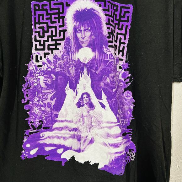 Labyrinth Graphic Tee Screen Print No Tag Bowie Black Purple - L - Picture 3 of 4